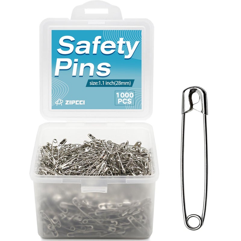 ZIPCCI 1000 Pcs 1.1 inch Nickel Plated Mini Safety Pins - Image 1